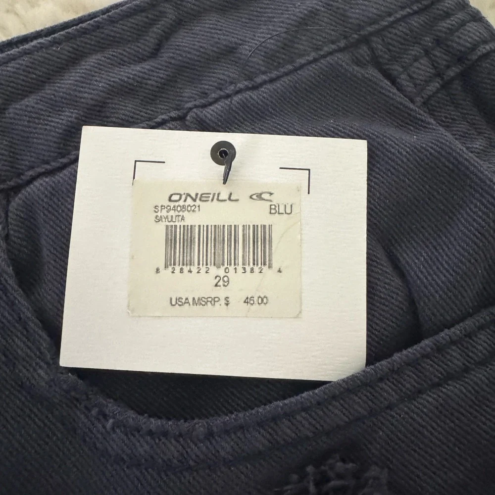 O'Neill Blue Jean Shorts Frayed Hem Casual - Picture 2 of 4
